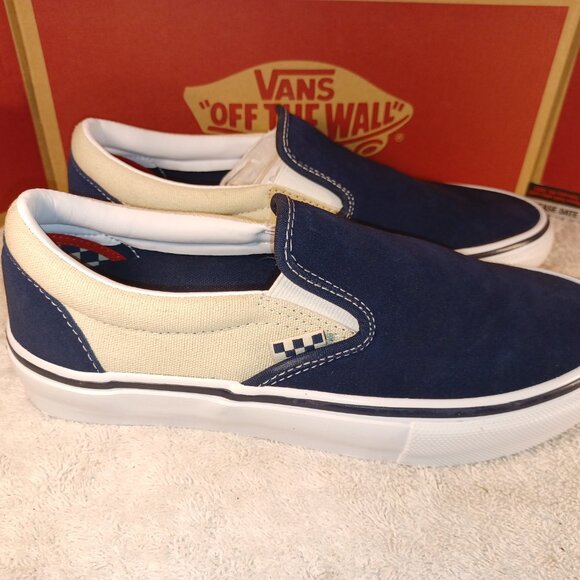 Vans Men's 7/Women's 8.5 Slip On Pro Suede Skate Shoes Blue/True White - Picture 1 of 12